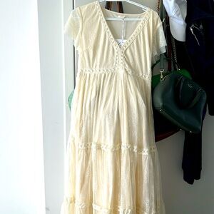 Wellmade USA cream-ivory lace maxi dress for bridal. Size L. Never worn.